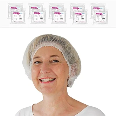 Image de ARNOMED charlotte cheveux jetable, jetable blanc, aliemntaire 200 pcs (2 sachets), 52 cm charlottes jetables cheveuxs pour la cuisine ou le dentiste, bonnnet hommes/femmes