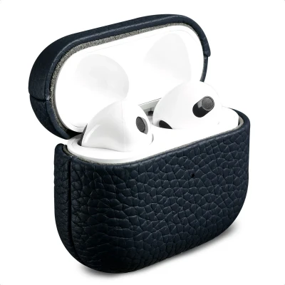 Afbeelding van Accezz Echt leren case Hoesje geschikt voor AirPods 3 (2021) Donkerblauw