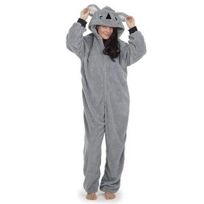 Afbeelding van Damespyjama, rompertje voor dames, all in one onesie, van fleece, S XL.