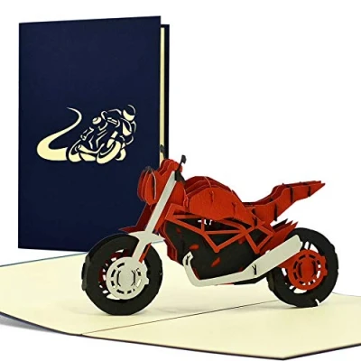 Afbeelding van Verjaardagskaart voor motorfiets, 3D pop up, cadeau idee motorrijders, wenskaart of waardebon motorrijbewijs, Enduro, Dirtbike, T21