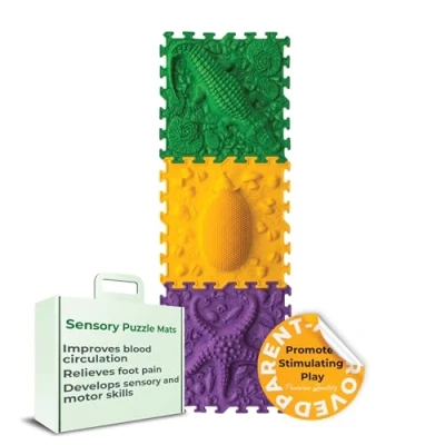 Afbeelding van ORTO Nature Zintuiglijke vloermat massagepuzzel Orthopedische speelmat voor kinderen of als babyspeelgoed Vloerpuzzelmat (trio dier)