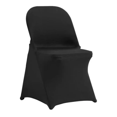Image de VEVOR 30 pcs, housses de chaise pliantes en élasthanne extensible, protection universelle, amovibles et lavables, pour mariage, vacances, banquet, fête, célébration, salle à manger, noir