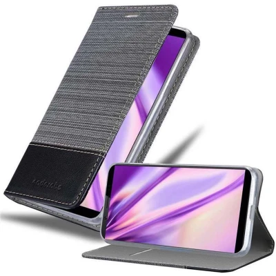 Afbeelding van Cadorabo Hoesje geschikt voor Vivo Y71 in GRIJS ZWART Beschermhoes met magnetische sluiting, standfunctie en kaartvakje Book Case Cover Etui