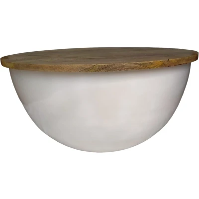 Afbeelding van Salontafel Rond Wit Industrieel Design Mangohout 88 cm NIDI XL