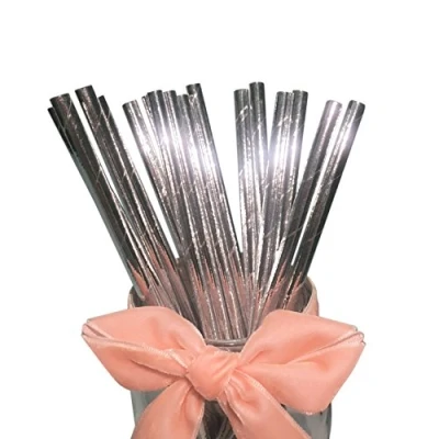Afbeelding van BOFA Eco Tableware 100 stuks glinsterende papieren rietjes voor feest, verjaardag, bruiloft, 20 cm, lengte