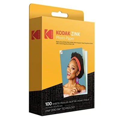 Image de Kodak Papier Photo Zink Premium 2x3 Pouces (100 Feuilles) Compatible avec Les appareils et imprimantes PRINTOMATIC, Smile Step