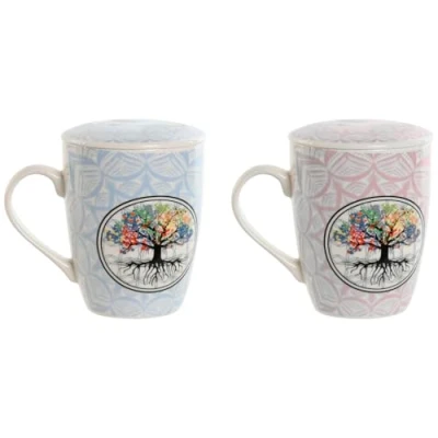 Afbeelding van Kop met theefilter Home ESPRIT Blauw Roze 340 ml (2 Stuks)