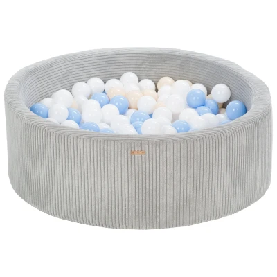 Afbeelding van Piscine à balles ronde en velours côtelé avec 300 90 cm (Couleur de la piscine/de balles: gris/blanc, bleu clair, cappuccino)