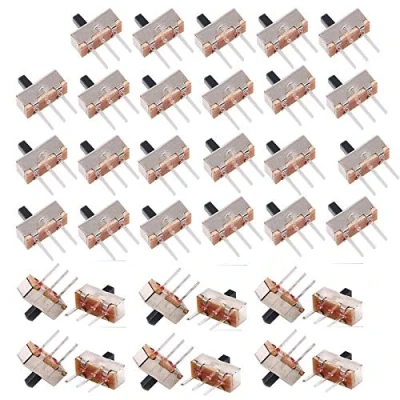 Afbeelding van HUAYAO 180 stuks 1P2T SPDT 3 polige film verticale mini schuifschakelaar met PCB paneel voor Arduino 0,5 A, 50 V DC, mm