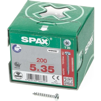 Afbeelding van Spax Spaanplaatschroef cilinderkop verzinkt T Star T20 5.0x35mm (per 200 stuks)