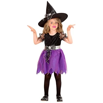 Afbeelding van Widmann Heks &amp; Spider Lady Voodoo Duistere Religie Kostuum Abracadabra Toverspreuk Meisje Paars, Zwart Maat 116 Carnavalskleding Verkleedkleding