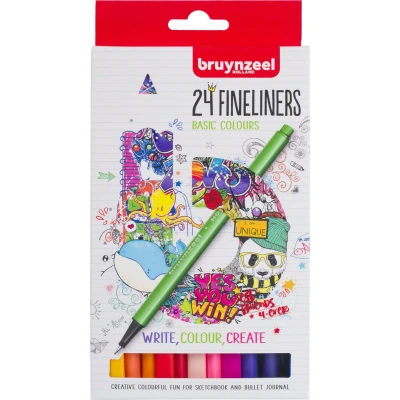 Afbeelding van Fineliner Bruynzeel set á 24 kleuren assorti