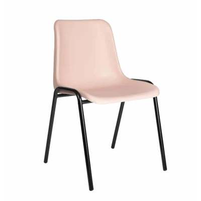 Afbeelding van Kantinestoelen Rome kunststof stapelbaar zwart frame roze kuip
