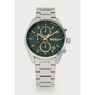Afbeelding van BOSS Grand PRIX 40 Chronograaf silvercoloured/green, Heren, Maat: One Size, Silver coloured/green
