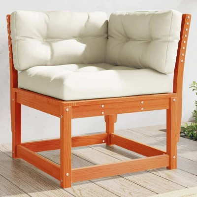 Afbeelding van Tuinhoekbank met kussens 73x73x78 cm grenenhout wasbruin