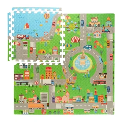 Afbeelding van Relaxdays puzzel speelmat verkeer zachte puzzelmat auto foam speeltegels kinderen