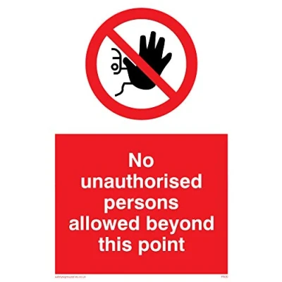 Afbeelding van Viking Signs PA30 A6P V vinyl bord, &quot;No Unauthorized Persons allowed Beyond This Point&quot;, 150 mm x 100