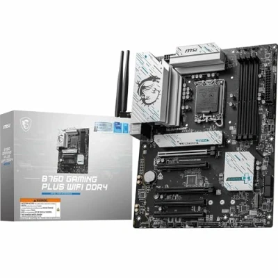 Image de MSI B760 GAMING PLUS WIFI DDR4 carte mère ATX Socket LGA1700 Chipset USB C 3.2 Gen2, Gen 1, 2, 1 2.5 Gigabit LAN, Wi Fi 6E, Bluetooth graphique embarquée (unité centrale requise) audio HD (8