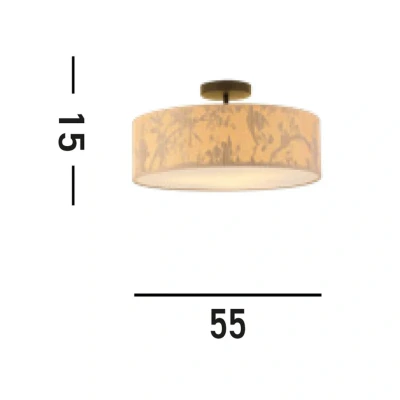 Afbeelding van Isla plafondlamp, Ø 55 cm, bruin, beige, bamboe, staal