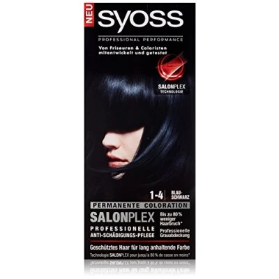 Afbeelding van Syoss Haarverf, 3 stuks, 1 4 blauw zwart, x 115 ml
