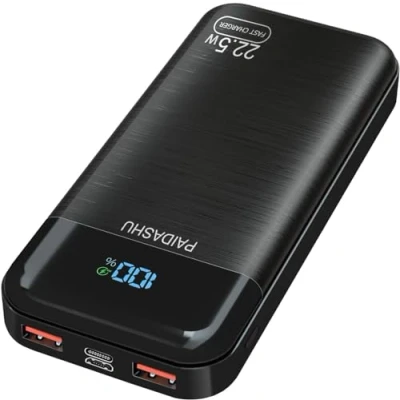 Afbeelding van Externe accu, 27.000 mAh, 22,5 W, PD3.0, QC4.0, snel opladen, powerbank, draagbaar, met lcd display, USB C, ingang en uitgang, oplader, compatibel smartphone, tablets