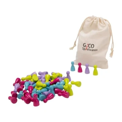 Afbeelding van GICO Halmakegel houten kegel 24 x 12 cm in 4 pastelkleuren paars fuchsia turquoise 2133