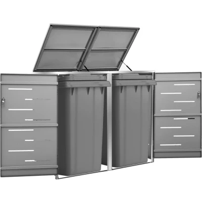 Afbeelding van VidaXL Containerberging driedubbel 207x77,5x112,5 cm roestvrij staal