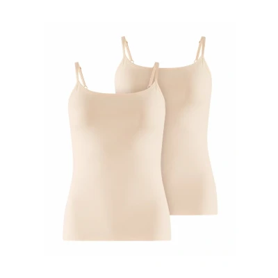 Afbeelding van Falke dames Daily Comfort tanktop met verstelbare bandjes in 2 pack de kleur Beige, maat: L