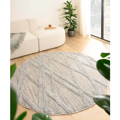 Afbeelding van Rond Tapijt/Vloerkleed Scandinavisch Fjord Drom Grijs 80 Cm