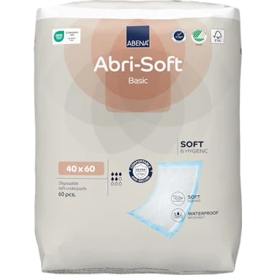 Afbeelding van Abena Abri Soft Basic Wegwerp Onderleggers Incontinentie 60 Voor bescherming van Matras, Bank of Stoel Tot 800ml absorptie Waterdicht Duurzaam 40 x cm