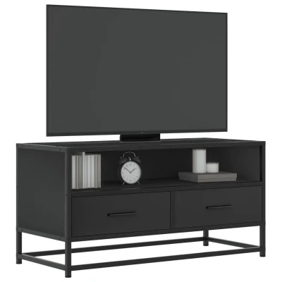 Afbeelding van vidaXL Tv meubel 80x34,5x40 cm bewerkt hout en metaal zwart
