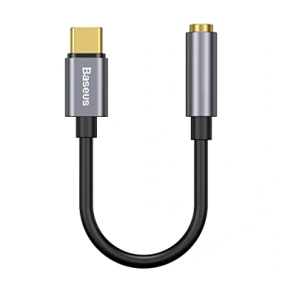 Afbeelding van Baseus USB C to 3.5mm headphone Jack Donker Grijs