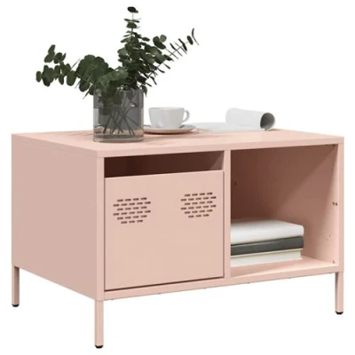 Image de vidaXL Table basse rose 68,5x50x43,5 cm acier laminé à froid851281