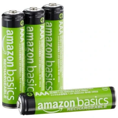 Afbeelding van Amazon Basics AAA oplaadbare batterijen, voorgeladen, 4 stuks (afbeelding kan afwijken)