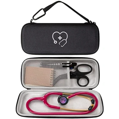 Afbeelding van ProCase Stethoscoop tas voor 3M Littmann/Omron/ADC/Dixie EMS Stethoscoop, stootvaste beschermhoes, Eva reistas opbergtas met accessoires, zwart