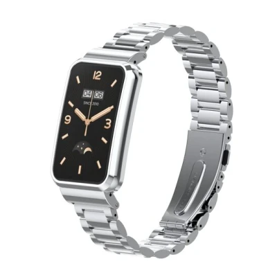 Afbeelding van Metalen schakelband met case Zilver Xiaomi Smart band 7 Pro