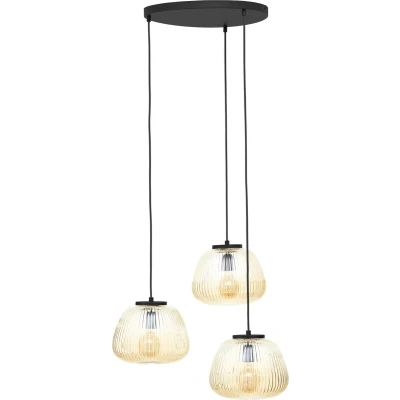 Afbeelding van Brilliant Kaizen Hanglamp 3 lichts rond Glas 3xE27 Max 40W Amber/zwart
