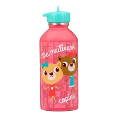 Afbeelding van DRAEGER PARIS Roestvrijstalen drinkfles voor kinderen Gemakkelijk te reinigen Herbruikbare Ideaal park, school Inhoud 300 ml 17 cm x 6,5 Roze Geregistreerd bericht: