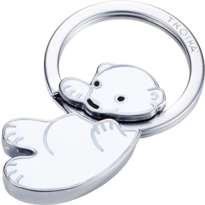 Afbeelding van TROIKA Polar Baby KR8 03/WH Sleutelhanger voor baby&#039;s, ijsbeer, van glanzend gegoten metaal, verchroomd, wit, TROIKA, zilver, 5,5 cm, modern, zilver., Modern