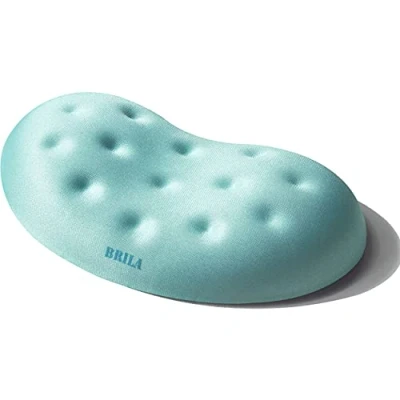 Afbeelding van BRILA Memory Foam polssteun voor muis en toetsenbord, computer, laptop, kantoorwerk, pc gaming, massagegaten (aquamarijn)
