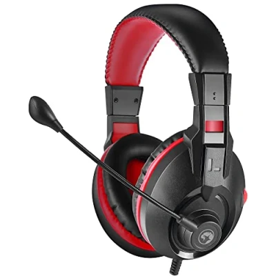 Afbeelding van MARVO Scorpion H8321S Gaming headset, stereogeluid, flexibele omnidirectionele microfoon, 40 mm audiodrivers, on ear volumeregeling, 3,5 aansluiting, zwart en rood