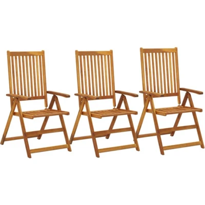 Afbeelding van Tuinstoelen verstelbaar 3 st massief acaciahout