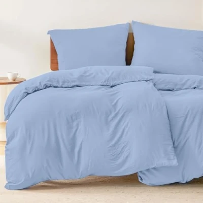 Afbeelding van Dreamzie Beddengoedset, 4 delig, met kussenslopen 80 x cm, dekbedovertrek 135 200 100% microvezel, chemicaliënvrij, Oeko TEX, voor eenpersoonsbed, blauw