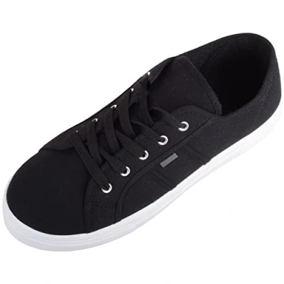 Afbeelding van Minimalistische sneakers van canvas voor dames en meisjes, zwart.