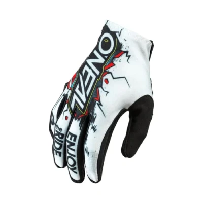 Afbeelding van O&#039;NEAL MX MTB DH FR Downhill Freeride Fiets en motorcrosshandschoenen, duurzame zachte materialen, geventileerde bovenhand, Matrix Glove Villain, uniseks, zwart, wit, maat L