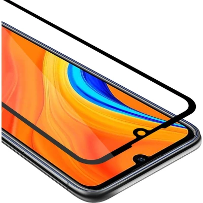 Afbeelding van Cadorabo Screenprotector geschikt voor Huawei Y6S Volledig scherm pantserfolie Beschermfolie in TRANSPARANT met ZWART Gehard (Tempered) display beschermglas 9H hardheid 3D Touch