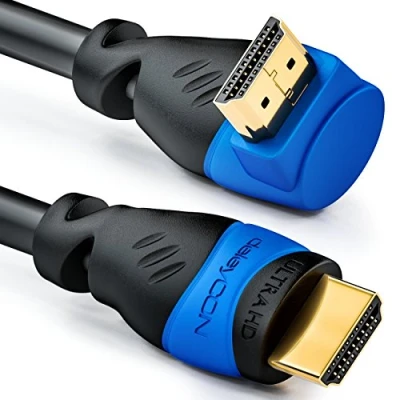 Afbeelding van deleyCON 1 m HDMI 270 hoekkabel Compatibel met 2.0 / 1.4 UHD 4K HDR 3D 1080p 2160p ARC Hoge snelheid Ethernet Zwart