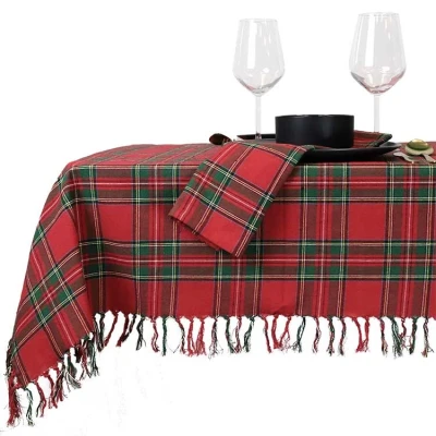 Afbeelding van Unique Living Tafelkleed Xmas Tartan 150x250cm Red