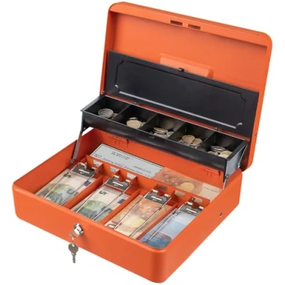 Afbeelding van Tera KL380 SL geldlade en bankbiljetten, handmatig automatisch openen, 4 vakken voor bankbiljetten 5 munten, 30 x 24 cm, POS restaurant, supermarkt, OG