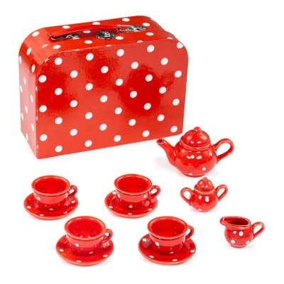 Afbeelding van Bigjigs Rode Stippen Porseleinen Theeset